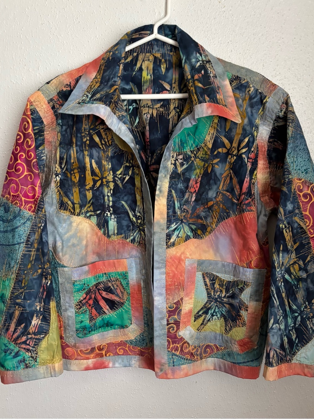 Multicolor Patchwork Blazer Jacket - Women's Colorful Collage